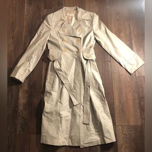 VTG Parallel Poly Vinyl Trench Coat. Cream Color Women’s Size 6. Made In USA